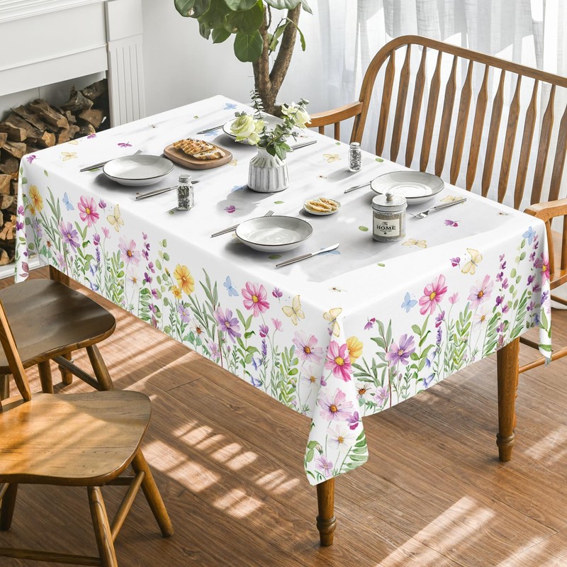 Artoid Mode Flowers Butterflies Spring Table Cloth, Rectangular 140x220 cm