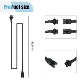 4PCS 59 Inch 4 Pin RGB LED Light Extension Cable Wire Cord Set, Neon Accent Atmosphere Light Power Extender for LED Motorcycle ATV Car Light Multi-Color Neon Strip Trucks SUV Rock Lights