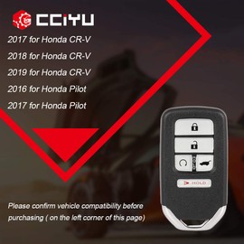 cciyu X 1 Remote UNCUT ignition key fob 5 Buttons Keyless Entry Remote Fob 433 MHZ 47 chips 16 17 18 19 for Honda for CR-V for Pilot with FCC/OE KR5V2X V44 433. 92 7812D-V2X SUV START A2C98317400