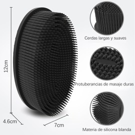 2 Piezas Cepillo Corporal de Silicona, Estropajo Corporal de Suave para Limpieza Nutritiva y Exfoliación de tu Piel, Cepillo de Ducha, Duradero y Fácil de Limpiar, Ideal para Baños Masajes (Negro)