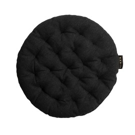 Linum Pepper Elegant Round Seat Cushion, Diameter 37 cm, 100% Cotton, Machine Washable, Black