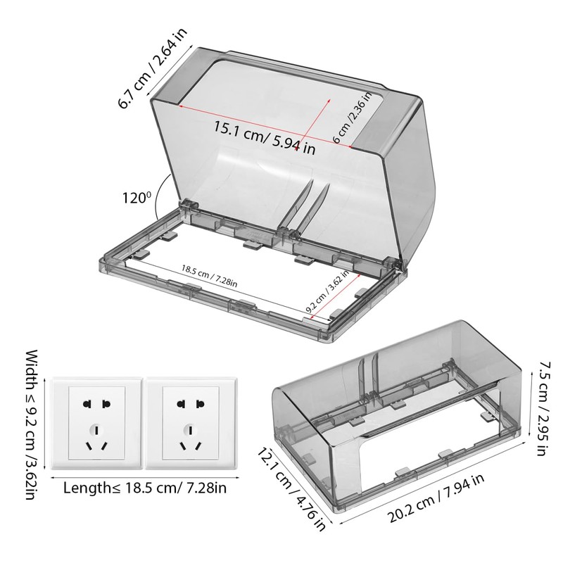 SEWACC Waterproof Outlet Cover Box 2-Gang Adhesive Electrical Socket Protector