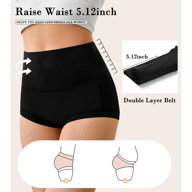 OLIKEME Cotton High Waisted Womens Underwear Soft Stretch Breathable Full
