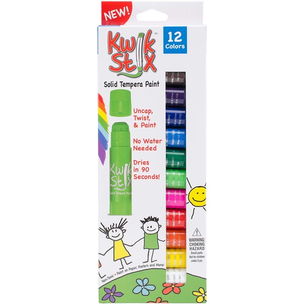 The Pencil Grip Kwik Stix Tempera Paint, 12 Count (Pack of 1), Assorted per Set