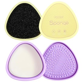 Docolor Juego de limpiador de brochas de maquillaje, limpiador de jabón sólido con esponja de eliminación de color, limpiador de brochas de maquillaje de silicona, fácil de limpiar mezcladoras, champú elimina el color de las sombras