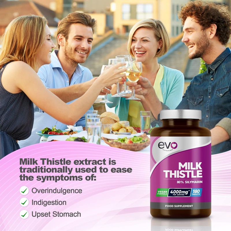 Milk Thistle Tablets - High Strength 4000mg Supplement - 180