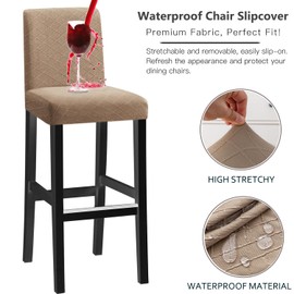 KELUINA Bar Chair Stool Covers, Stretch Removable Washable Chair Slipcover for Short Rotating Dining Chair Back Chair Bar Stool Chair (Sand, Set of 4)