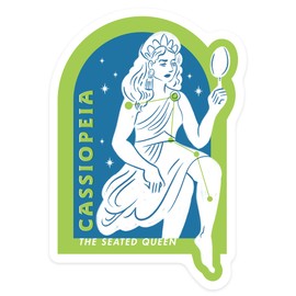 Die Cut Sticker Drawings in The Stars Collection, Cassiopeia, The Seated Queen Constellation, Contour Vinyl Sticker 1 to 3 inches (Waterproof Decal for Cars, Water Bottles, Laptops, Coolers), Small