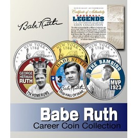 Baseball Legend BABE RUTH NY Statehood Quarter Colorized 3-Coin SetLicensed
