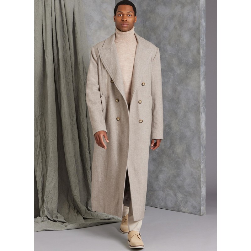 Vogue Men's Loose-Fitting Lined Coat Sewing Pattern Kit, Design Code