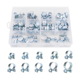 TNAIYH Car Hose Clamp Assortment Kit, 60PCS 1/4"-7/10" Adjustable Auto Worm Gear Fuel Line Pipe Hose Clip, Vehicle Accessories Fastener Replacement Sorting Kit, Universal for SUV RV Truck