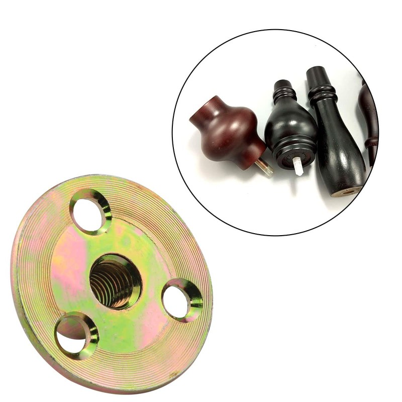 4pcs Furniture Mounting Plate Three-Hole Cylindrical Iron Plate Nut for