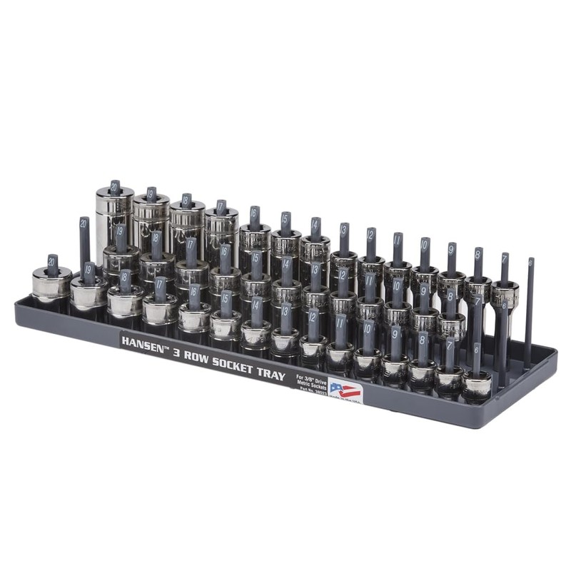 Hansen Socket Organizer 38023 3/8" Drive Metric - 3 Row