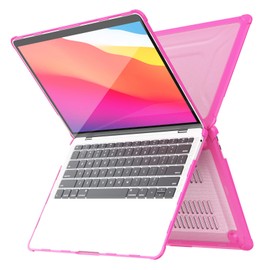 TECHGEAR Case Compatible for MacBook Air 13 inch 2020/2019/2018 Protective Snap-On Tough Hard Shell Cover with Kick Stand for Model A2337 (M1) / A2179 / A1932 Clear Shockproof Tough Case - Pink