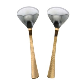 Zap Impex Original Indian hammered served spoon for rice, length: 21 cm, made of stainless steel decorated with copper set of 2