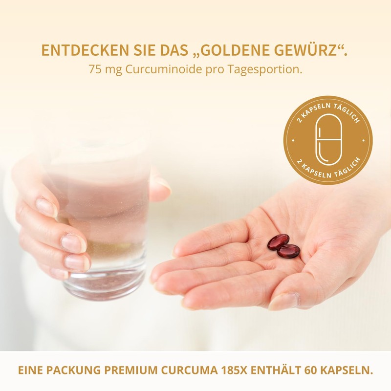 BodyFokus Premium Curcuma 185X - Turmeric Capsules High Dose Made