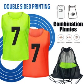 Antoyo Soccer Pinnies Youth with Numbers Scrimmage Team Pinnies Practice Vests Pinnies Jerseys for Basketball Soccer Football Bibs for Youth Adult