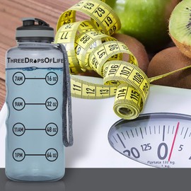 Three Drops of Life 64oz Hydration Tracking Large Sports Water Bottle, The Largest Time Tracker Sport Bottles, Best Daily Hydration Monitor with Time Reminders