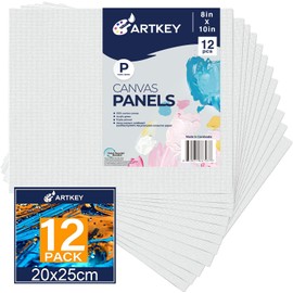 Artkey Canvases for Painting 8x10 Inch 12-Pack, 10 oz Primed 100% Cotton White Blank Canvas Boards for Painting, Art Supplies Paint Canvas Panels for Acrylic Oil Watercolor Tempera Paints