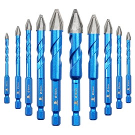 BRSCHNITT Head Eccentric Drill Bit 3/16",1/4"*4,5/16"*2,3/8"*2,1/2"- Carbide Tipped Drill bit Masonry Drill Bit Sets for Porcelain Ceramic Tiles Glass Hard Plastic Cement/Granite etc
