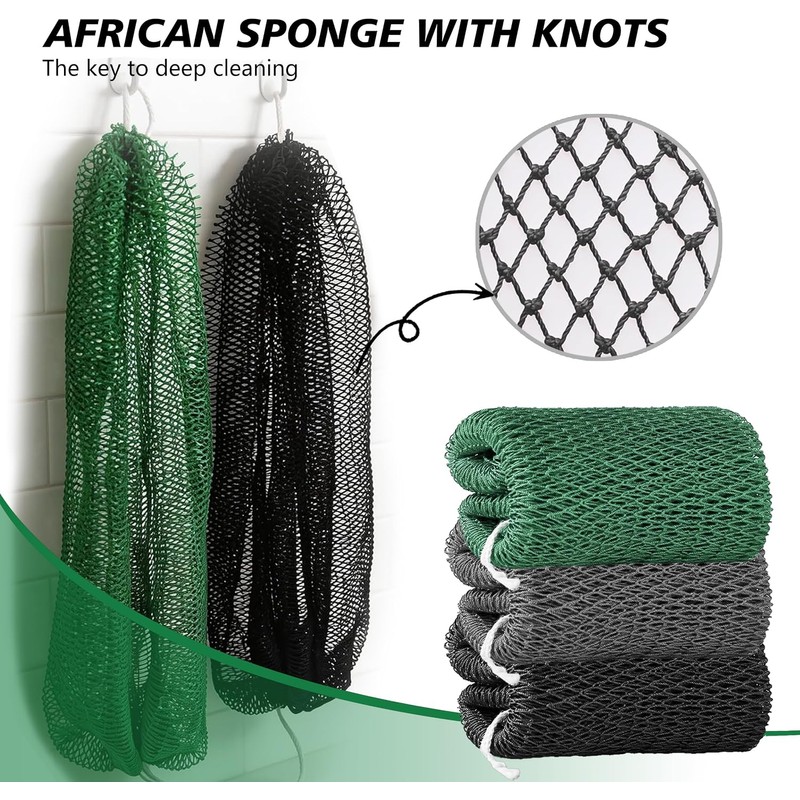 Esponja de red africana Mifeloy Paquete de 3 estropajos exfoliantes