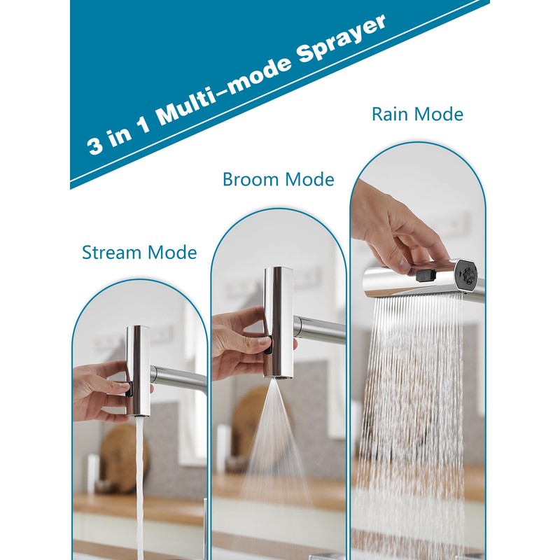 Kitchen Faucets with Pull Down Sprayer,Waterfall Kitchen Sink Faucet,Commercial Utility
