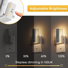 L LOHAS LED Night Lights Plug Into Wall, 2 Pack Night Light with Dusk-to-Dawn Sensor, Dimmable Decorative LED Nightlights, 0-100LM 3000K Adjustable Brightness for Bathroom, Hallway, Bedroom,Stairway