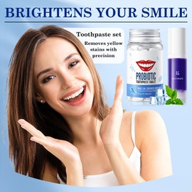 Purple Toothpaste and Toothpaste Tablets Set, 2PCS Travel Size Toothpaste Toiletries Kit for Teeth, Deep Cleansing Mouth Freshening Toothpaste Tablets Kit to Remove Teeth More Surface Stain