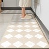 VivaNest Moroccan Trellis Cream Checkered Kitchen Rug Sets [2 PCs],