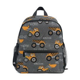 ZAZYXTJ Tractor Truck Kids Backpack for Boys Girls Toddler Backpacks with Chest Strap Name Tag Preschool Backpack 3-8 Years Old 10.6x4.13x12.6 in