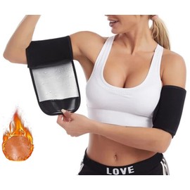 Lancsdom Arm Trimmers for Women & Men,Sauna Sweat Arm Trainer,Adjustable Sweat Arm Shaper Bands(a pair), Black, C-20