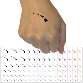 Hawaii State Silhouette Temporary Tattoo Water Resistant Fake Body Art Set Collection - Light Pink (One Sheet)