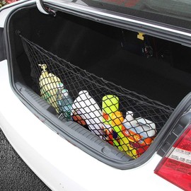 Techson Heavy Duty Stretchable Cargo Net with Hooks & Carabiners - 50 x 110cm Elastic Nylon Mesh Organizer for Truck Bed, SUV, Trunk, Car Roof, Luggage, Groceries - Universal Fit, Secure Storage