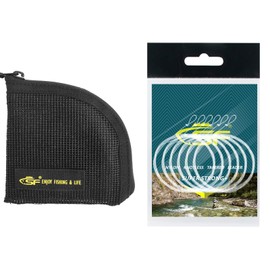 SF Fly Fishing Leader Wallet Quick-Drying 7 Slots Black Mesh Tippet Tapered Leader Polyleader Fly Leader Pocket for Saltwater Freshwater Small
