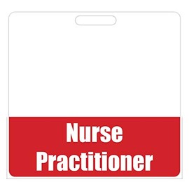 Nurse Practitioner Badge Buddy (Red) - Horizontal Heavy Duty Badge Tags for NP's - Double Sided Badge Identification Card