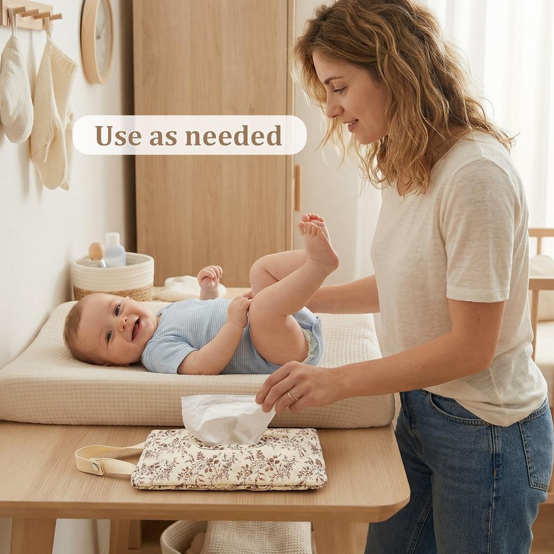 CEUTNIZ Quilted Baby Diaper and Wipes Pouch Portable Mommy Bag