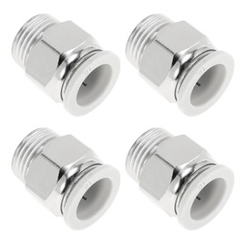 Motoforti Push to Connect Air Fittings 5/8" Male Thread Air Line Quick Connector Plastic Metal 1/2"BSPT 4 Pcs White Silver Tone