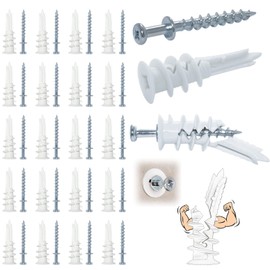 laffeya Picture Hanger Set 40 Pack- 20 Bear Claw Double-Headed Hanging Screws, 20 Self Drilling Plastic Drywall Anchors, Multi Purpose Wall Hanging Bear Claw Screws & Nylon Anchors