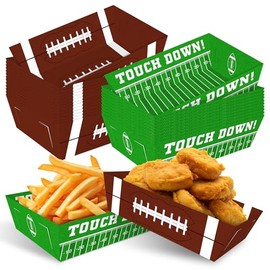 Utolily 36pcs Football Disposable Paper Food Trays Super Football Bowl Birthday Serving Paper Food Boats Game Day Party Decorations