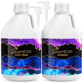 Bsrezn 1 Gallon Epoxy Resin Kit with Pumps, Mix 1:1 Epoxy for Art, Crafts, Wood, and Resin Molds (64 Oz x 2)