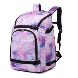 Octsky Ski Boot Bag, 50L Ski Boot Travel Backpack Snowboard Boot Bag for Ski Helmet, Goggles, Gloves, Skis, Snowboard & Accessories, Galaxy Purple