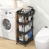 JIUYOTREE 4-Tier Rolling Storage Cart Utility Cart with Extra Hanging