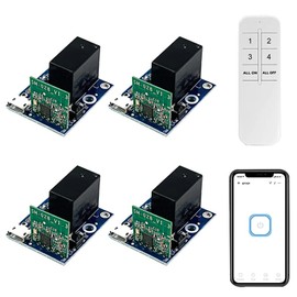 QIACHIP Smart Wifi Relais Modul Wlan Schalter,USB DC 5V Momentan Kippschalter Hausautomation Empfanger mit Fernbedienung use Ewelink APP fur die Zugangskontrolle,Kompatibel mit Alexa Google Home