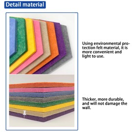 Felt Bulletin Board, Multiple Color Hexagon Felt Pin Board with 50 pcs Push Pins, Memo Board and Notice Board for Home Office Classroom Wall or Decorative, Size:6.7 x 7.8 inches, 8 Pcs