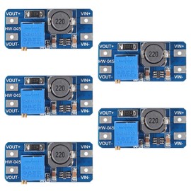 AITRIP 5pcs MT3608 DC-DC Boost Converter 2A Adjustable Step Up Module Voltage Regulator Board Input Voltage 2V-24V to 5V-28V Output Voltage for Arduino