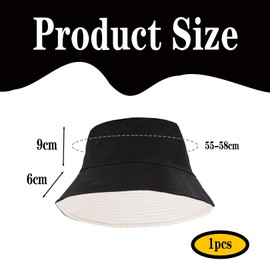 WANTUSHUI Bucket Hat Men's Fishing Hat Women Fishing Hat Men Cotton Foldable Fishing Hat Women UV Protection Sun Hat Fishing Hat Men Unisex Bucket Hat with Wind Protection Rope (Black + White)