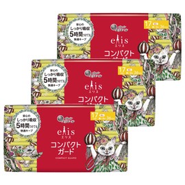 (Planned by Yuko Higuchi) Ellis Compact Guard, 6.7 inches (17 cm), For Light Days, No Wings, 36 Sheets x 3 Pieces (Bulk Purchase)