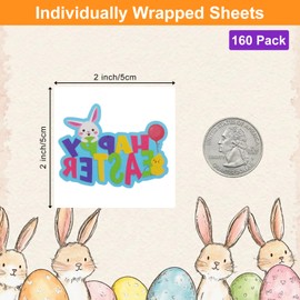 Easter Stickers Temporary Tattoos for Kids - ForTomorrow 160 Pcs Fake Tattoo Sticker 2 Inch Individually Wrapped Cute Easter Toy Basket Stuffers for Goodie Bag or Egg Fillers