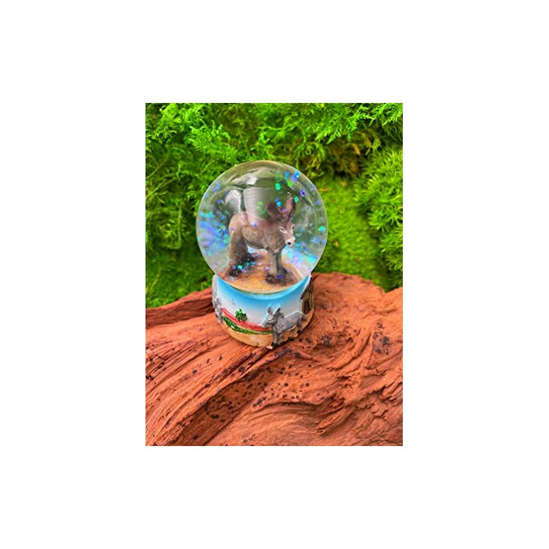 Onwomania Donkey Cute Horse Height 6.5 cm Snow Globe Glitter