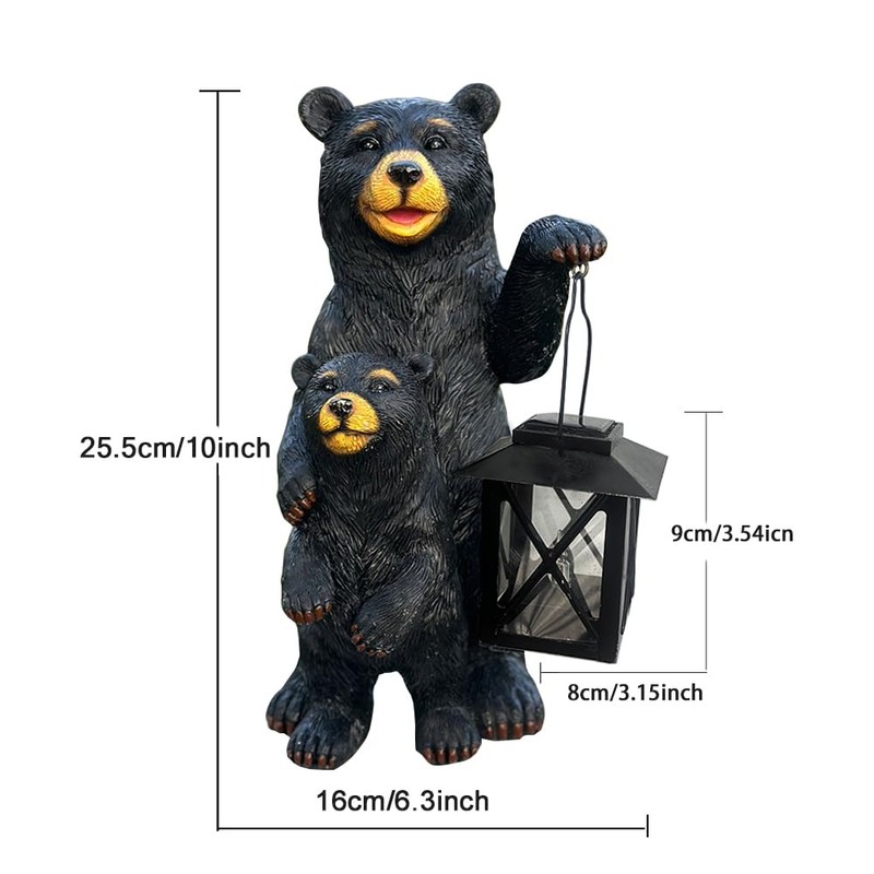 ZYLiWoo Solar Powered Black Bear Statue Decorative Lights - 10